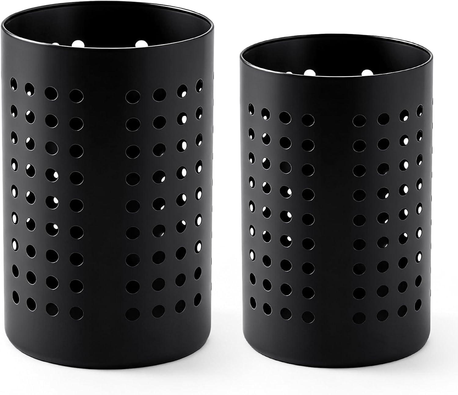 4PCS Black Stainless Steel Utensil Holder and Utensil Drying Holder, as a Kitchen Countertop Organizer and Silverware Drainer for Daily Home Use