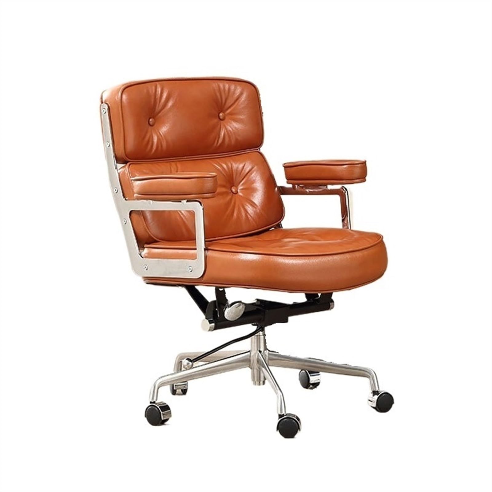 Sedia da Ufficio Sedia da scrivania in Pelle PU con Schienale Medio, Sedia operativa da Ufficio con braccioli, Sedia Regolabile con Ruote Sedia Comoda per Computer(Orange)