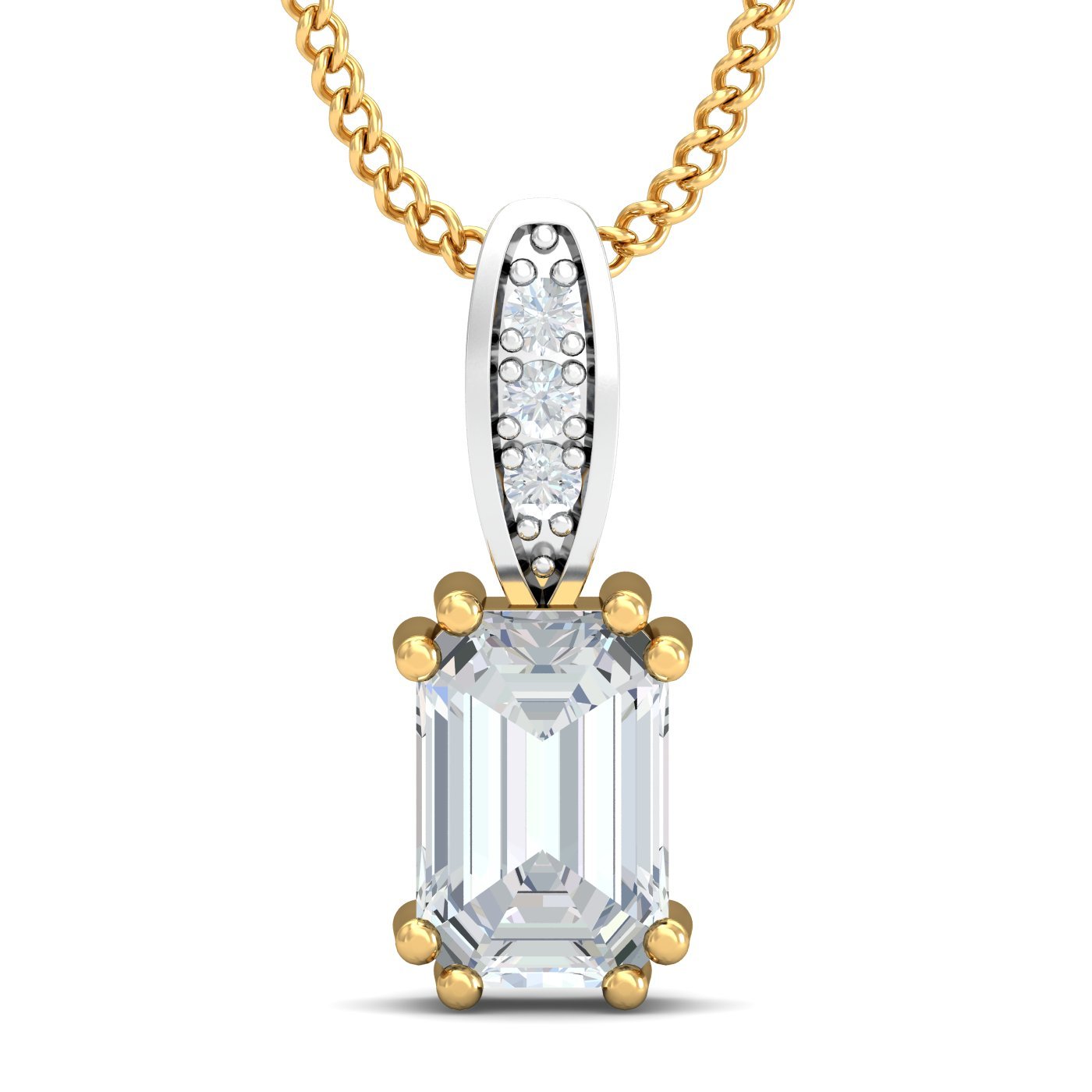 14KT Yellow Gold Meridian White Sapphire Pendant for Women-image-47
