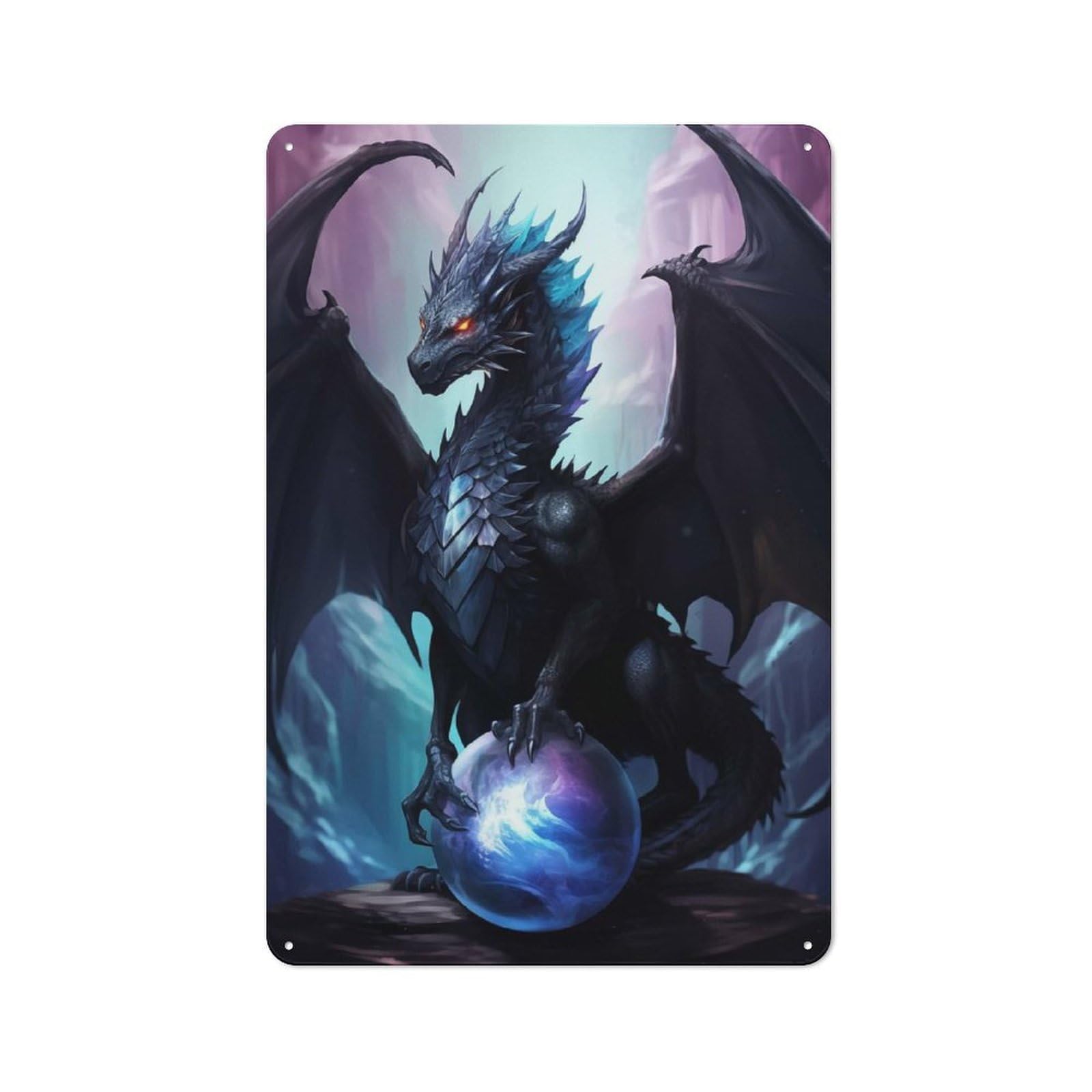 Junmoney Style-8 Metal Plaque With Anime Dragon Of The World Design 30X20cm, Rustic Cafe Wall Decor For Restaurant, Kitchen, Counter Or Breakfast Nook