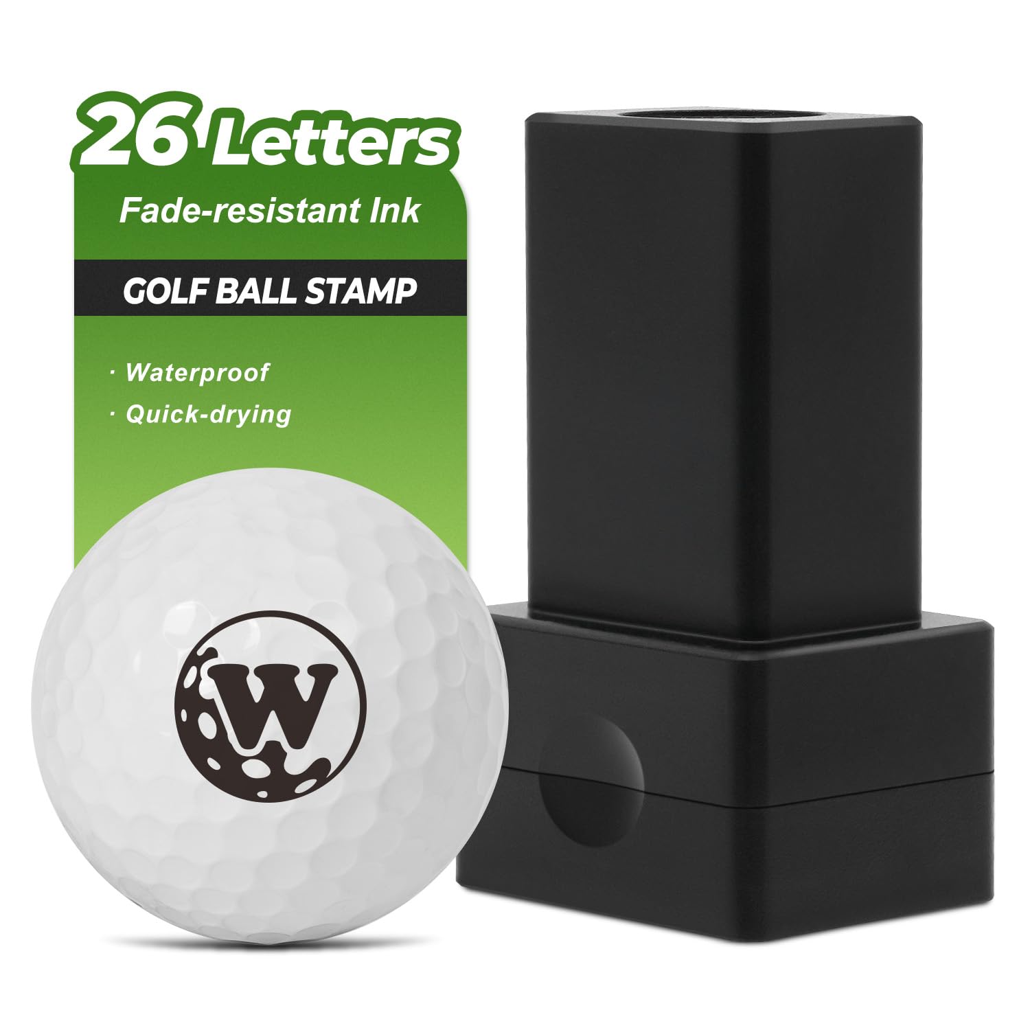 Golf Ball Stamp - Golf Accessories for Men - Personalized Golf Marker - Golf Ball Marker for ID - 26 Letters Golf Gifts for Men - Essential Golf Stuff - Durable Golf Stamp for Golfer, W