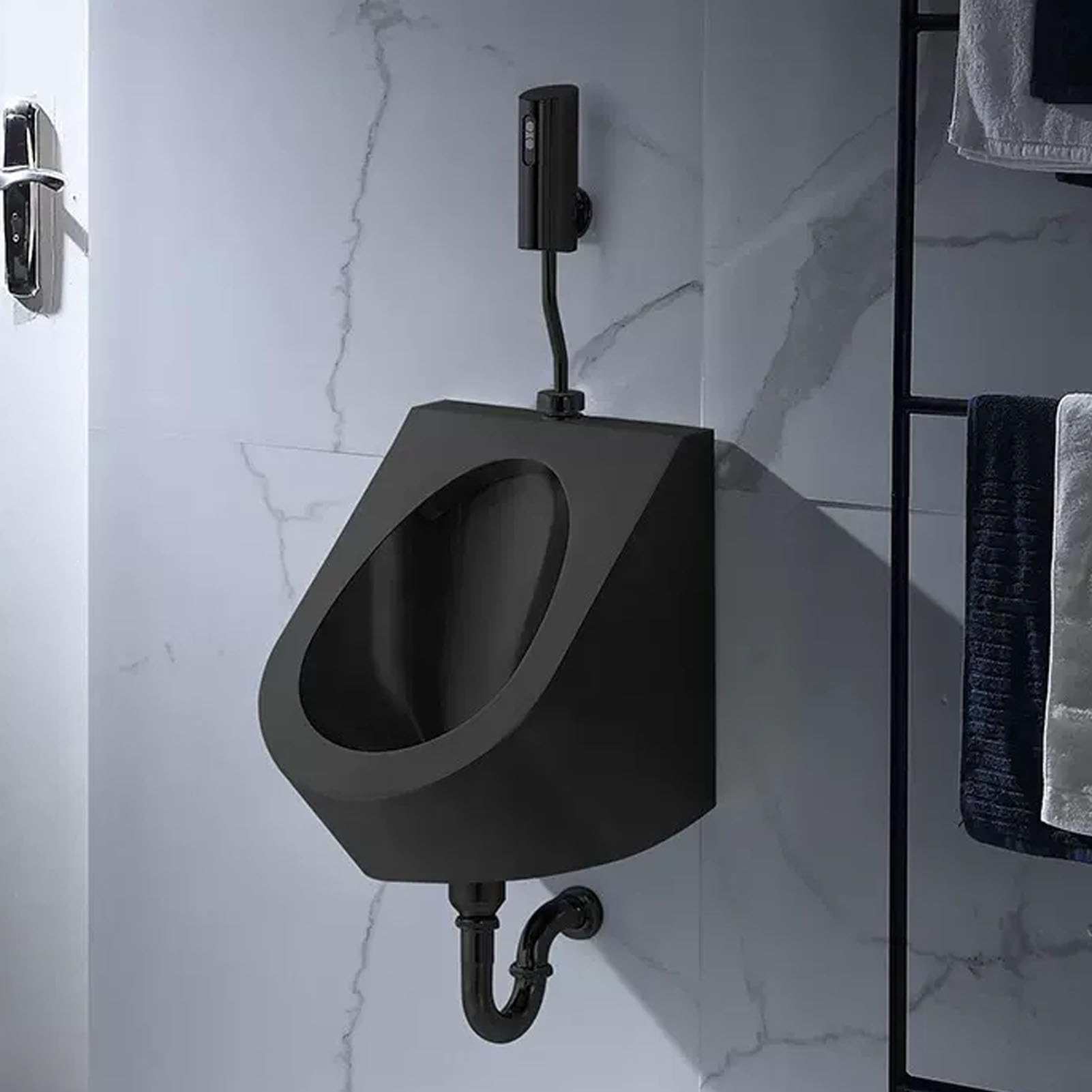 OTQEFTN Wall Mounted Sensor Urinal, Male Sanitary Ware Public Toilet Urinal, Commercial Residential Washout High-Efficiency Urinal with Wall Row/Floor Row, for Public Places