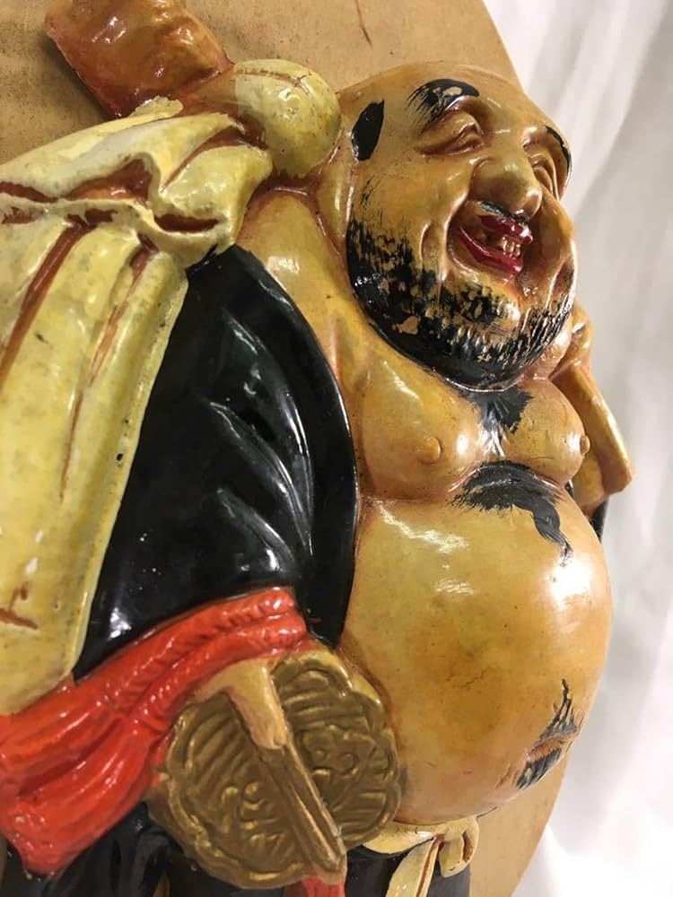 Amazon.co.jp: 布袋尊壁掛け飾り置物しゃもじ形木製和風七福神