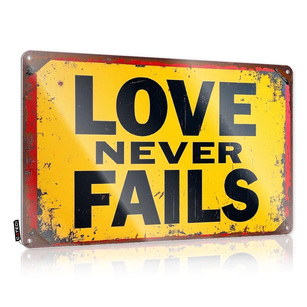 Home Tin Sign Love Never Fails. Tin Sign Sarcastic Signs Outdoor Bar Signs(20X30CM)