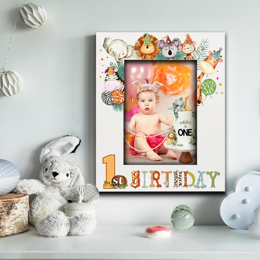 BELLA BUSTA My 1st Birthday Picture Frame - UV Print Wood Frame For Baby Boy Or Girl, 5x7 Vertical - View #5