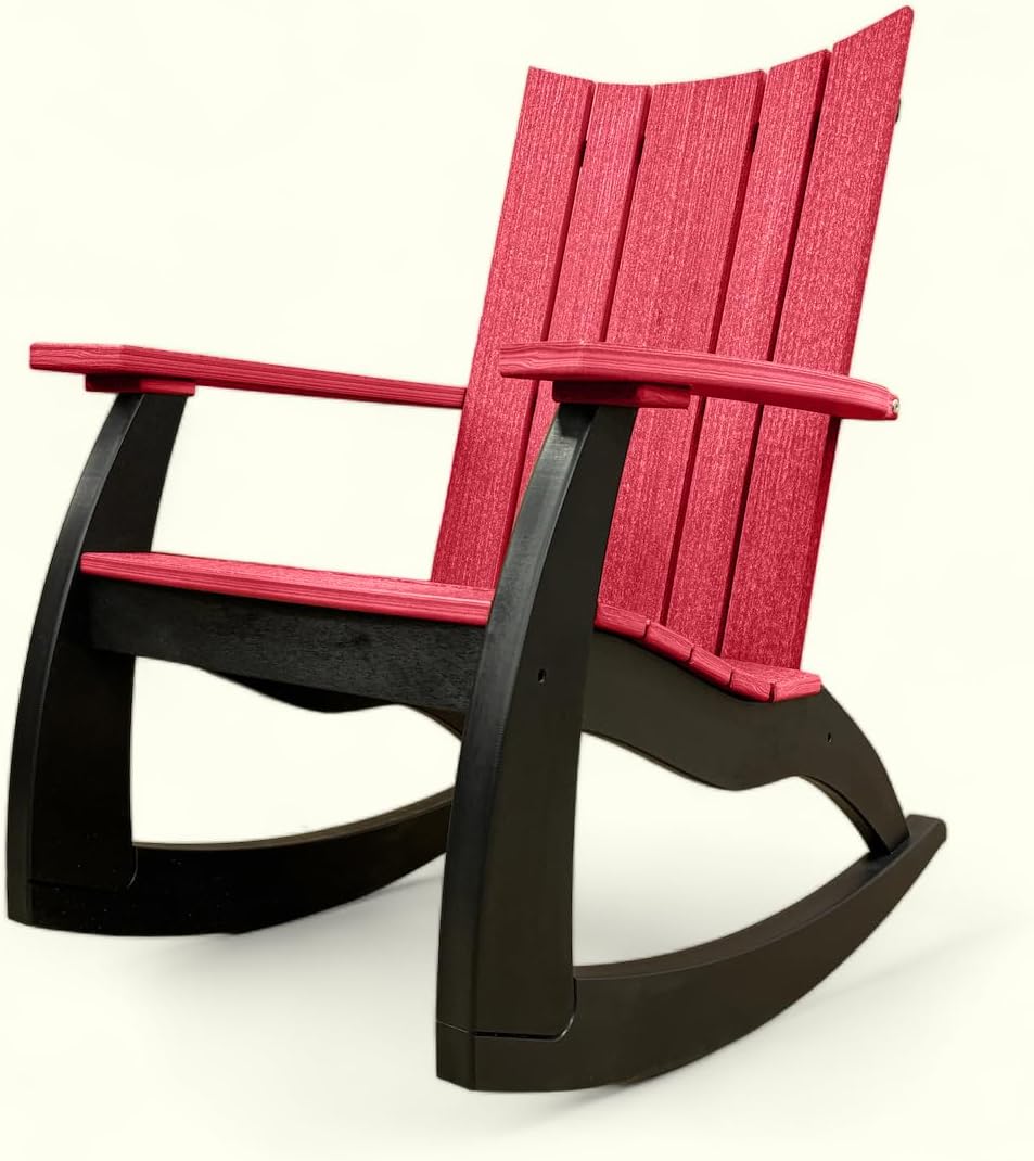 Generic Outdoor Rocking Chairs Built with Weather Resistant HDPE Poly Lumber Rocking Chairs Come with a 20 Year Warranty Outdoor Rocking Chairs Hand Made in The USA (Mahogany/Black)