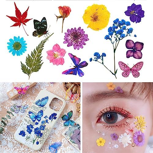 Buy Dried Flowers for Resin Jewelry molds with Tweezers Real Pressed