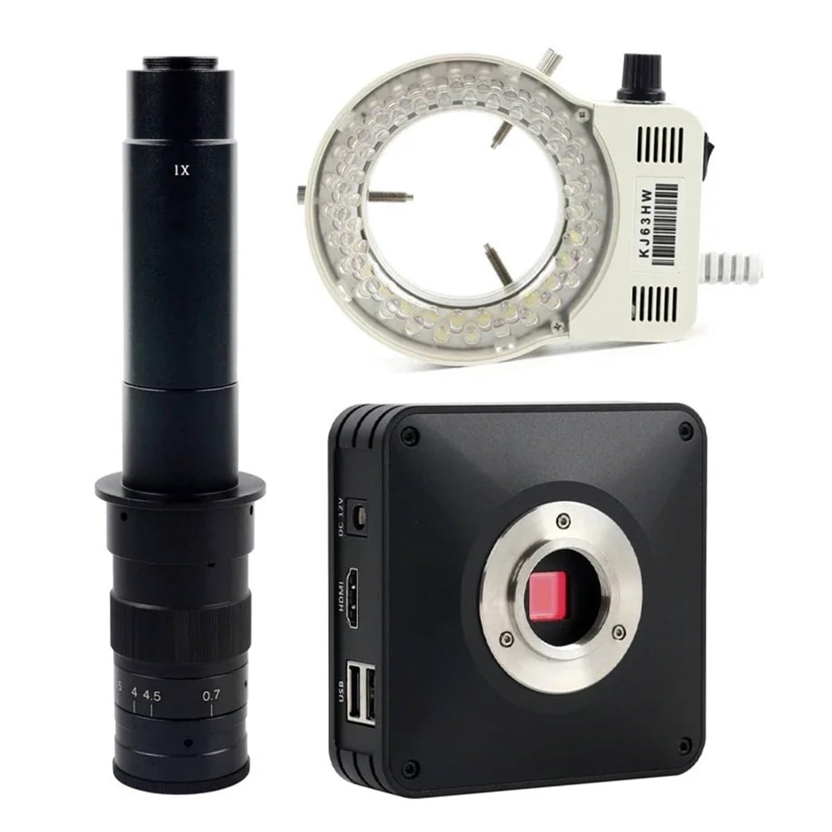 Microscope Full HD 1080P Sensor IMX185 HDMI Industrial Lab Electronic Digital Microscope UI C-Mount Camera USB Disk Storage(300x Lens with Light)