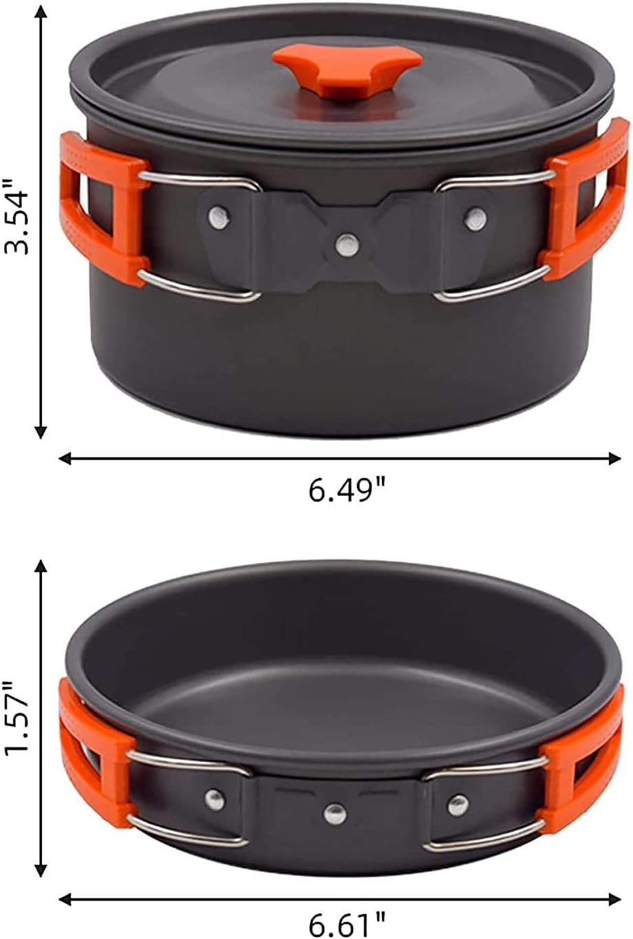 MDybf Geranium Camping Cookware Kit, Aluminum Lightweight Non Stick Camping Utensils Set, Stackable Cooking Pots and Pans Kettle Outdoor Hiking Picnic