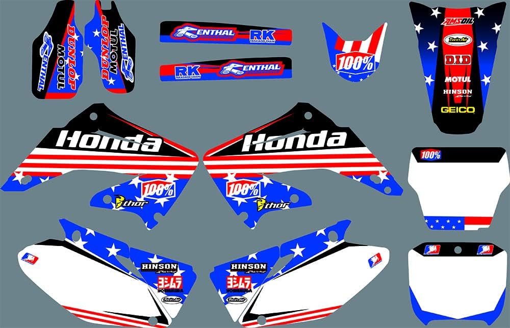 Ruilian DST0673 3M Custom Motorcross Graphics Motorcycle Decals Dirt Bike Stickers Kit Fit for Honda CR125 CR250 2002-2012