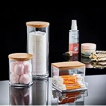 Deconox Wooden Look Cover 3-Piece Organizer Set, Modern Cotton Pad Editor Stylish 3-Piece Cotton Set - Stylish and Functional Wooden Look Cover - Organize Your Kitchen and Bathroom!