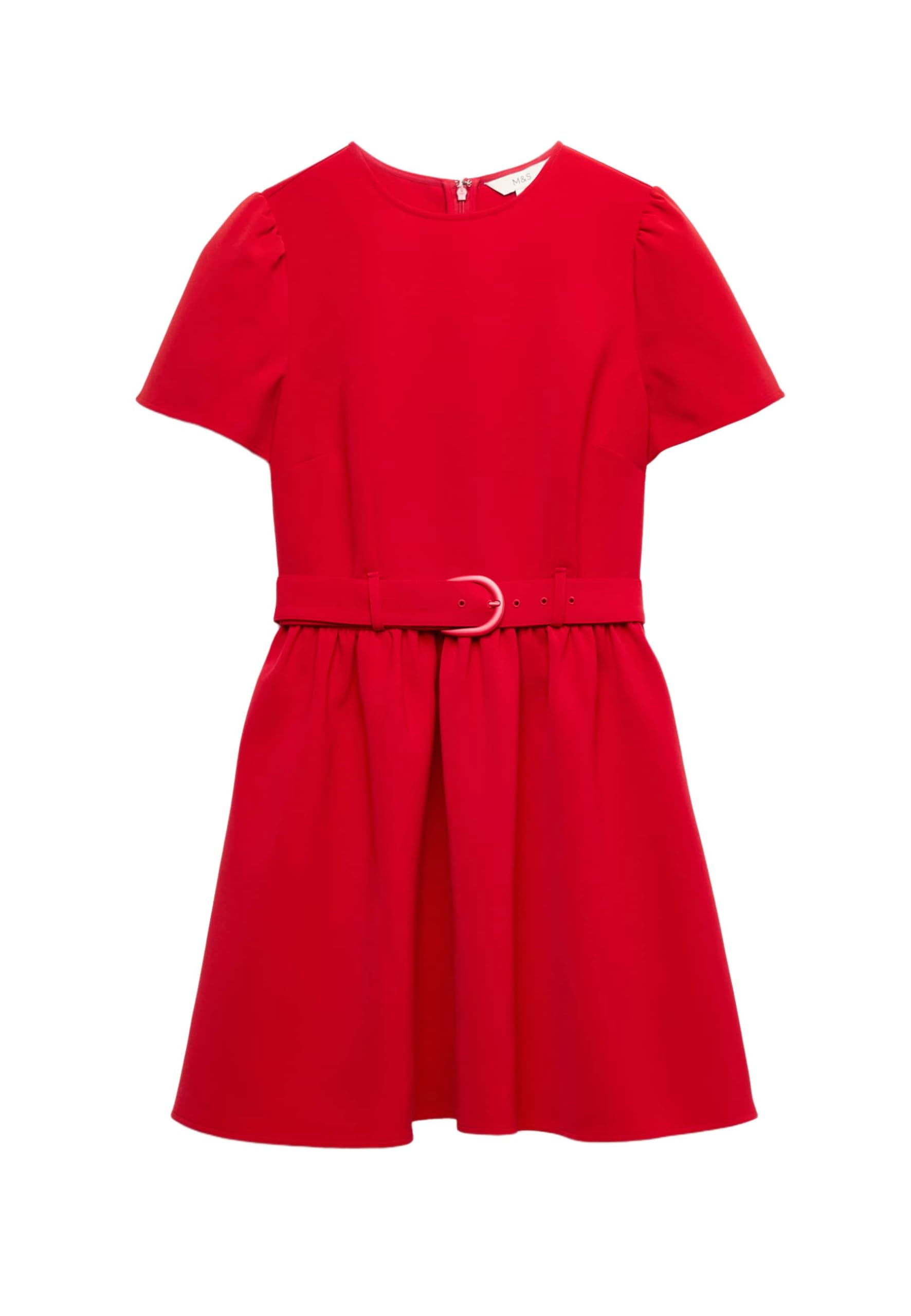 Marks & Spencer Abito Skater Mini con Maniche a Sbuffo e Cintura