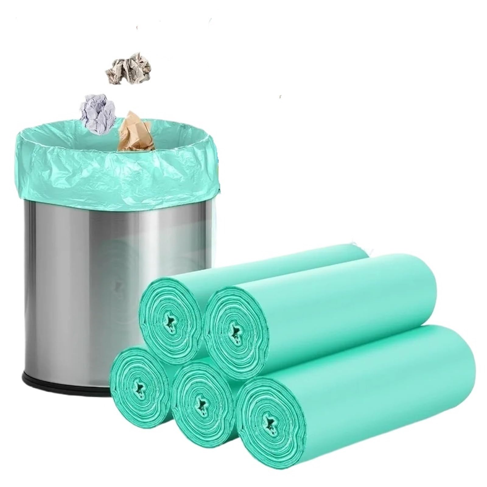 Mini Green Trash Bag Small Garbage Bags for Bathroom Can 100 Count 7.5 Liter Unscented Compostable Biodegradable Tiny