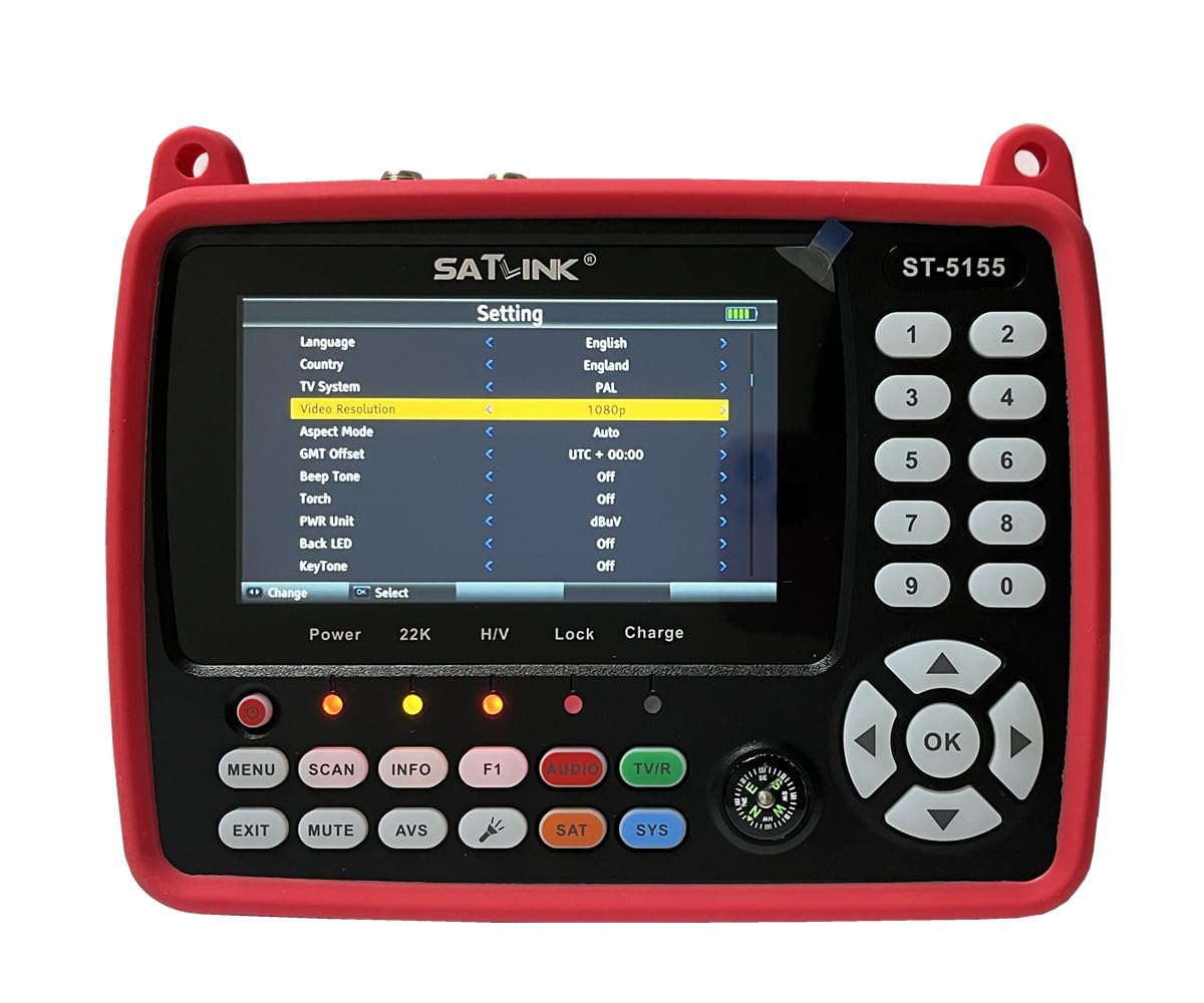 ST-5155 Misuratore di segnale via cavo satellitare e terrestre DVB-S/S2/T/T2/C Misuratore combinato Supporto HD 1080P MPEG-2/4 H.264/H.265 (10 bit), QPSK, 8PSK, 16APSK, 32APSK