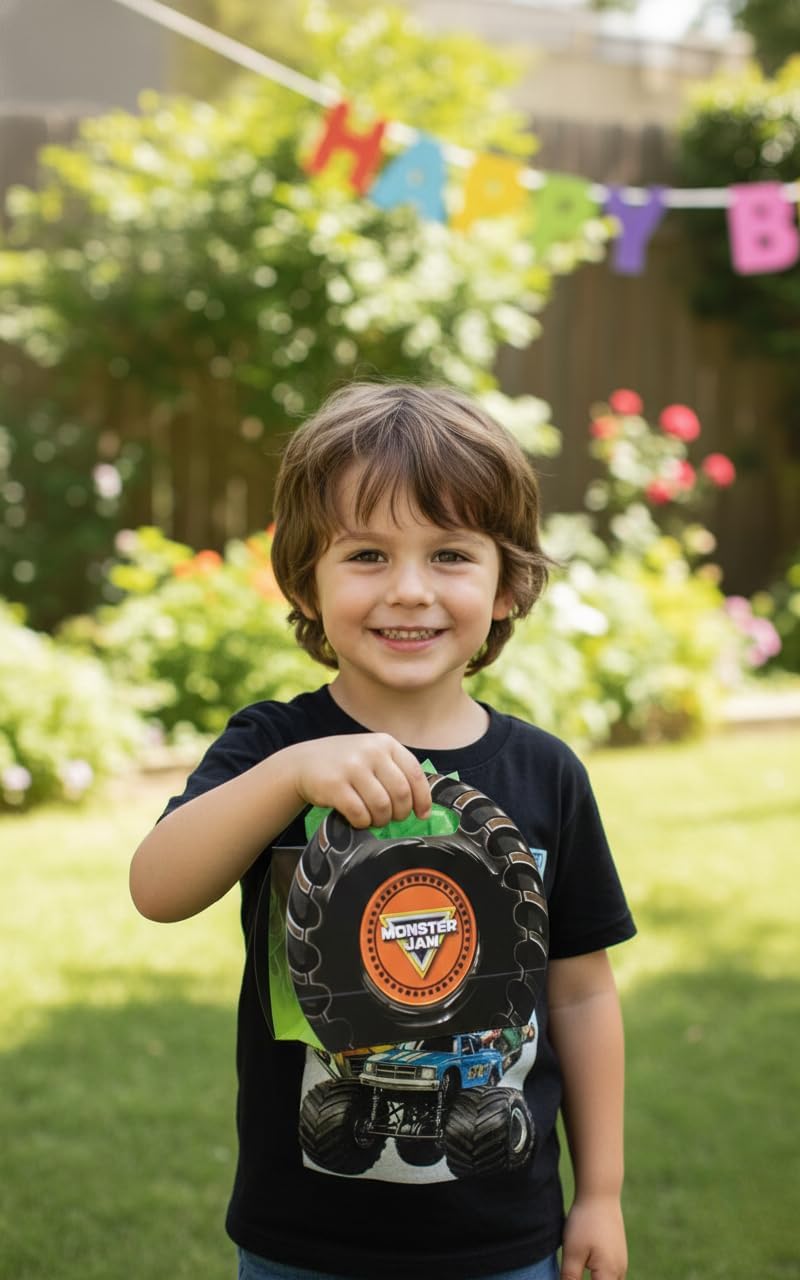 Monster Jam Favor Boxes (Pack of 8), Empty Goodie Bags for Birthday Party, Event Give-Aways, Favor Bags for toys, Candies, or Treats.