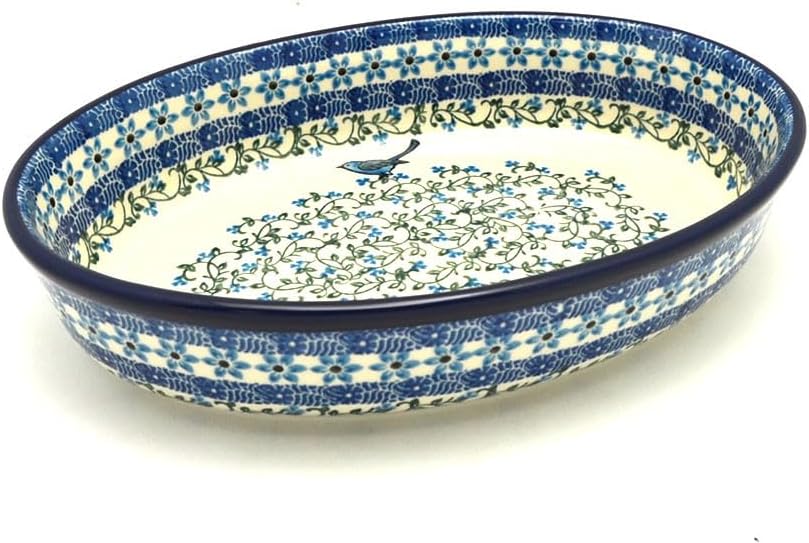 Polish Pottery Baker - Oval - Medium - Song Bird