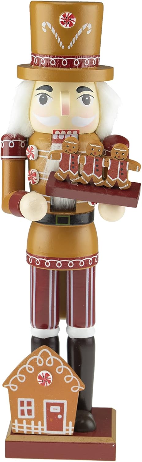 Clever Creations Brown Gingerbread Baker 12 Inch Traditional Wooden Nutcracker, Festive Christmas Décor for Shelves and Tables