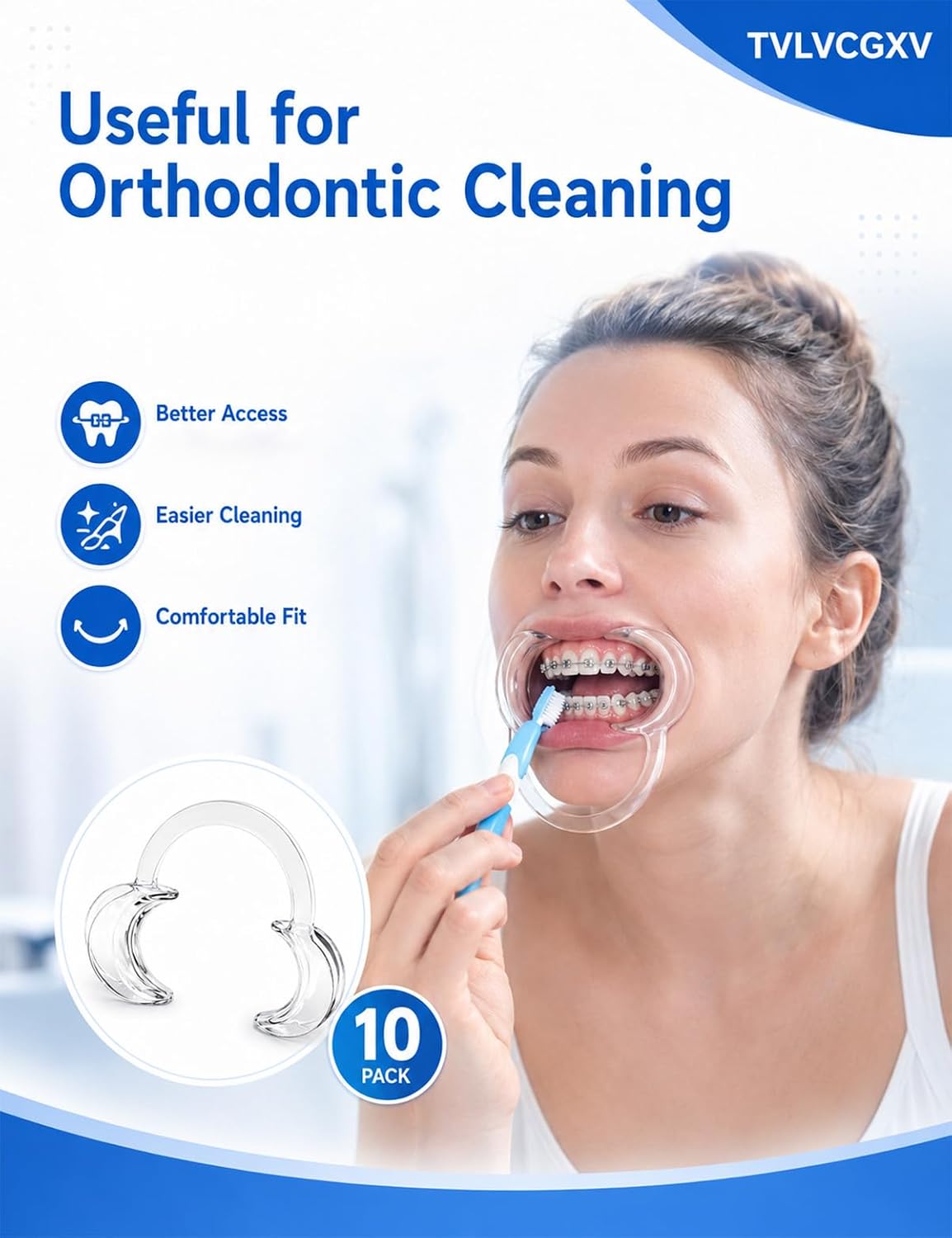 10-Pack Medium C-Shape Cheek Retractors for Oral Care and Party Games