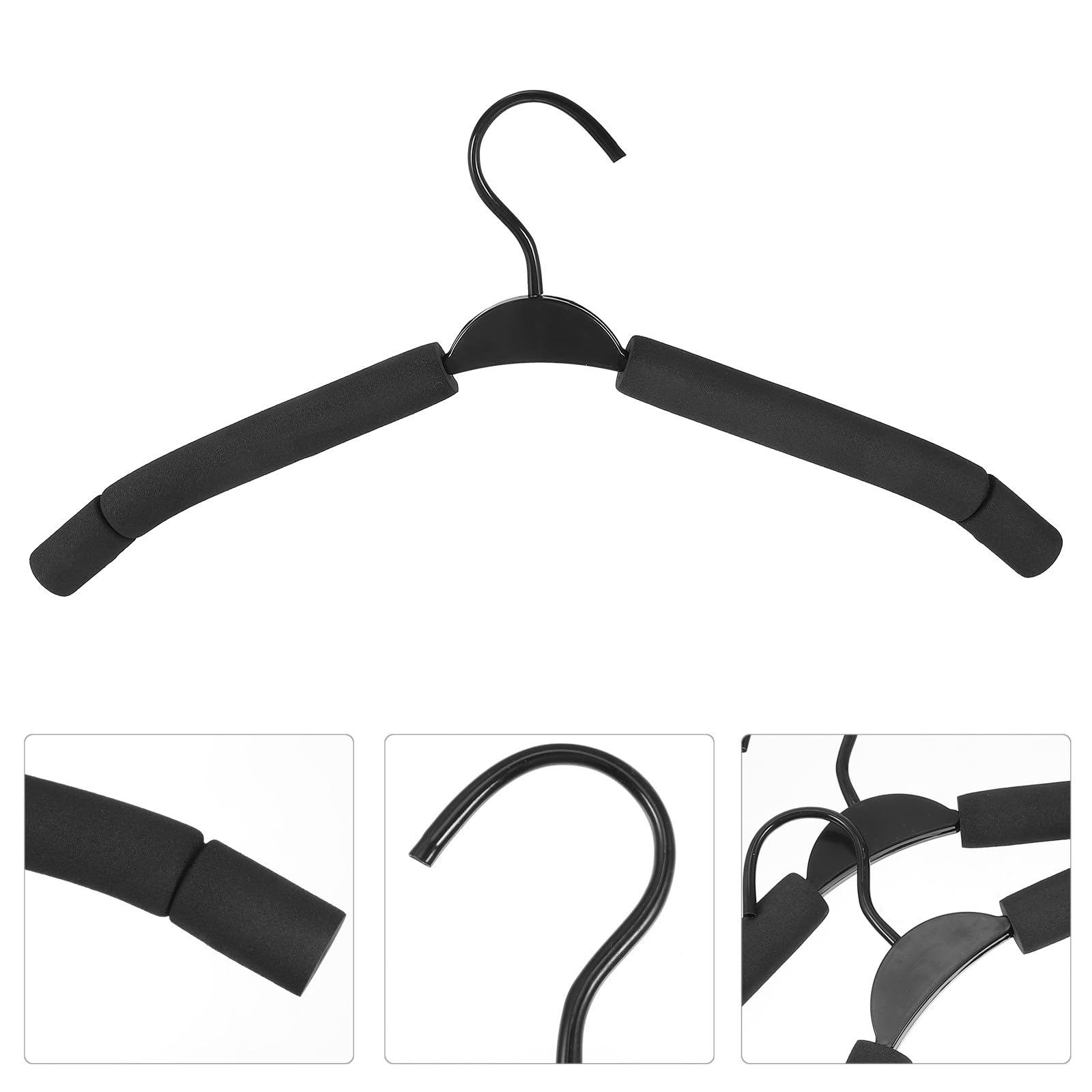 PACKOVE Set di 10 Grucce per Pantaloni in Spugna Nera Antiscivolo, Facili da Usare Organizzare Abbigliamento in Camera o Bagno