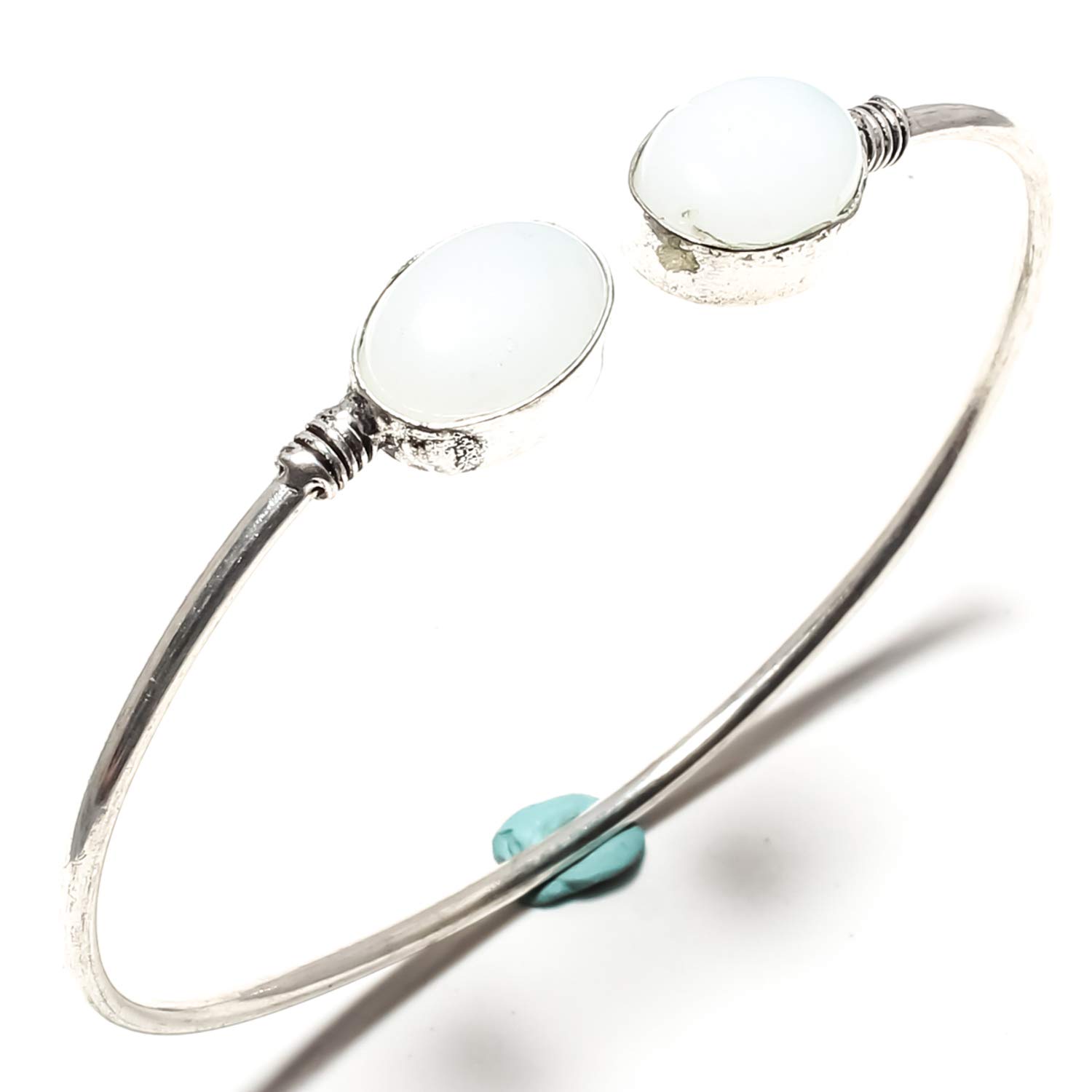 jewels paradiseStunning Rainbow Moon Stone Gemstone Bangle Kada Handmade 925 Sterling Silver Plated Jewelry -Adjustable Size Cuff Bracelet - (SF-1639)