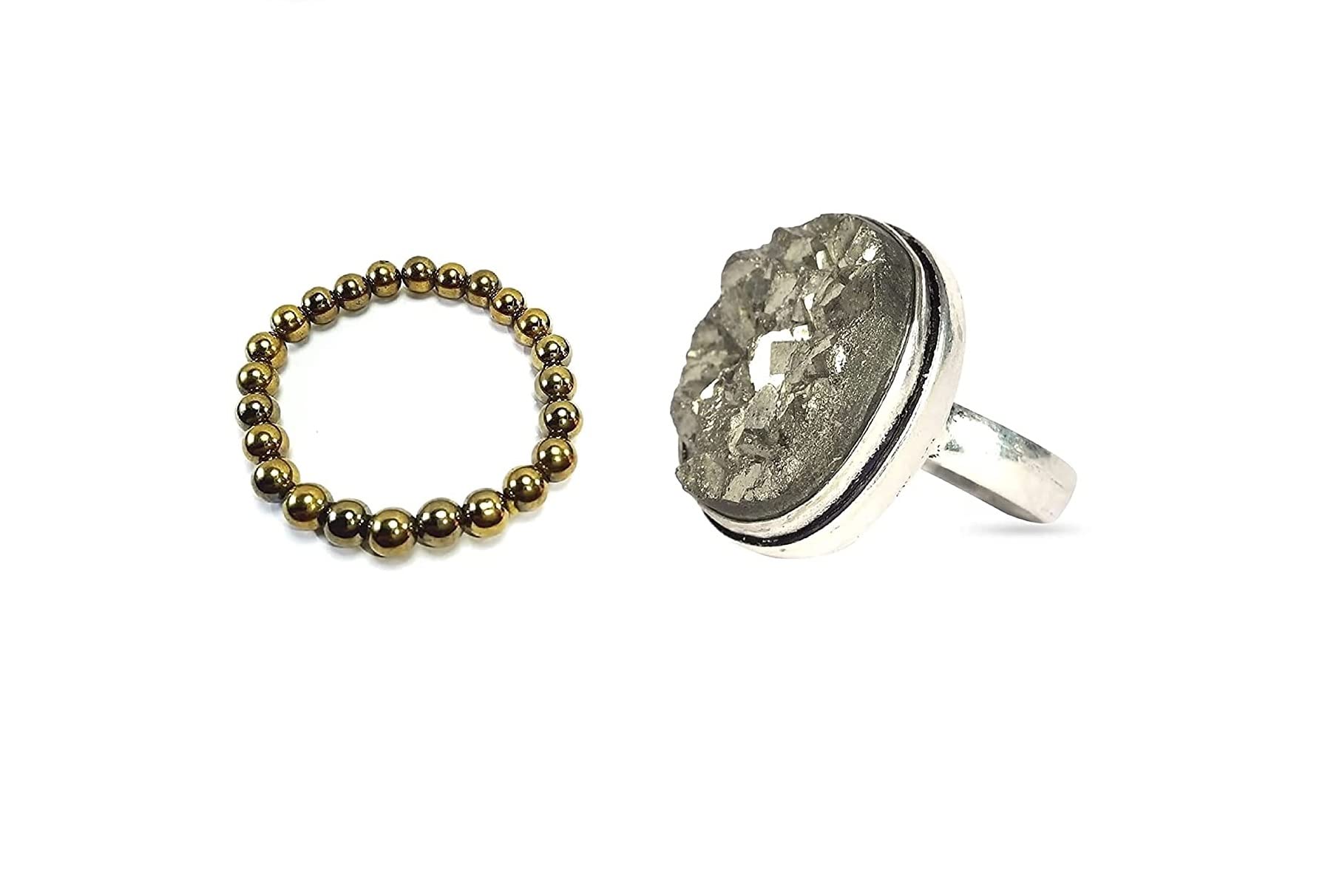 GEMTUB Natural Pyrite Ring with Adjustable Size and Pyrite Bracelet Attarct Wealth and Prosperity for Men and Women (B0C4FKM9JQ) Amazon Price History, Amazon Price Tracker