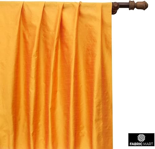 Miniatura 5 de Tela de seda de imitación naranja azafrán por el patio, 42 pulgadas o 42.1 in de ancho, 3 yardas continuas tela de seda naranja, seda sintética