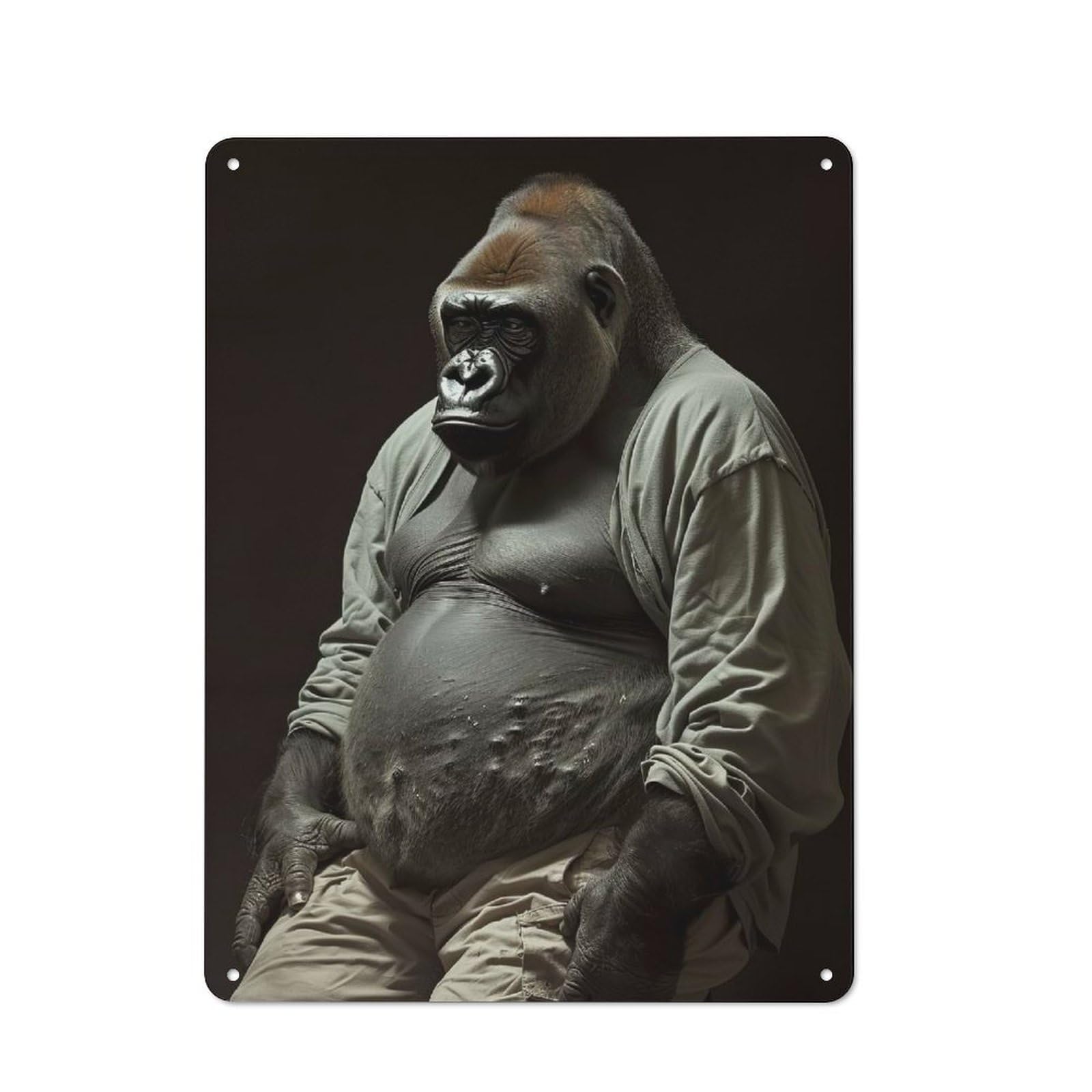Junmoney Gorilla Fat Shed Metal Sign With Design 40X30cm, Outdoor Room Shed Wall Decor For Greenhouse, Garden Room, Cafe Or Entryway