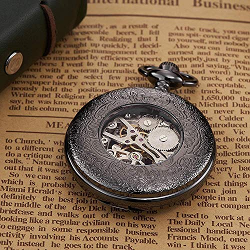 Montre de poche noire mécanique pour parfaire votre style rétro