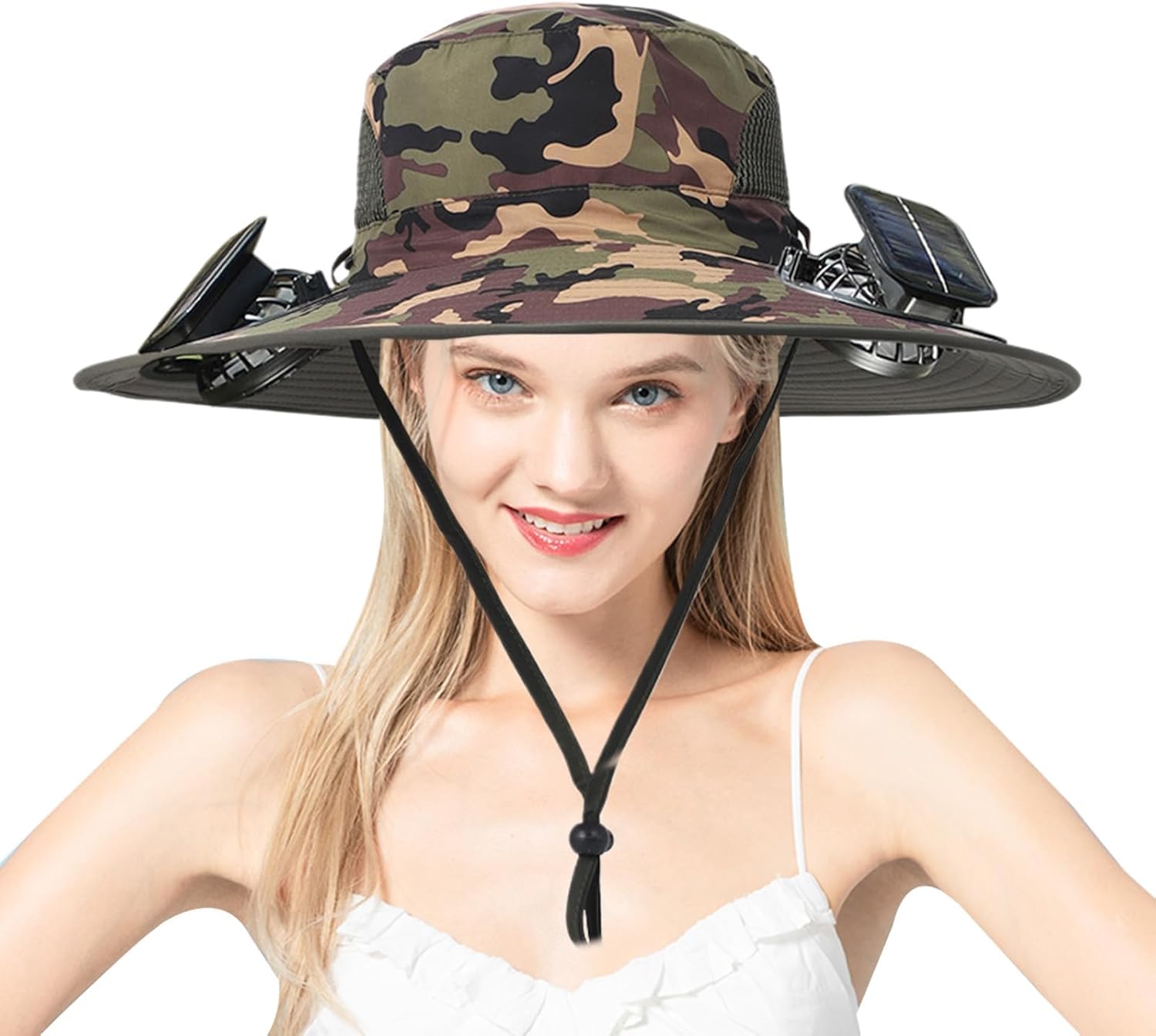 [KJOET] ソーラーファンハット,ダブルファン付き防止帽子 | 長時間持続 通気性冷却装置 登山 キャンプ スポーツ 釣り ビー