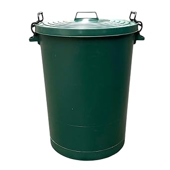 Chabrias Ltd Heavy Duty 110 Litre Green UK Made Plastic Bin Dustbin, Indoor or Outdoor with Locking Clip Lid for Home Garden Rubbish Waste Animal Feed
