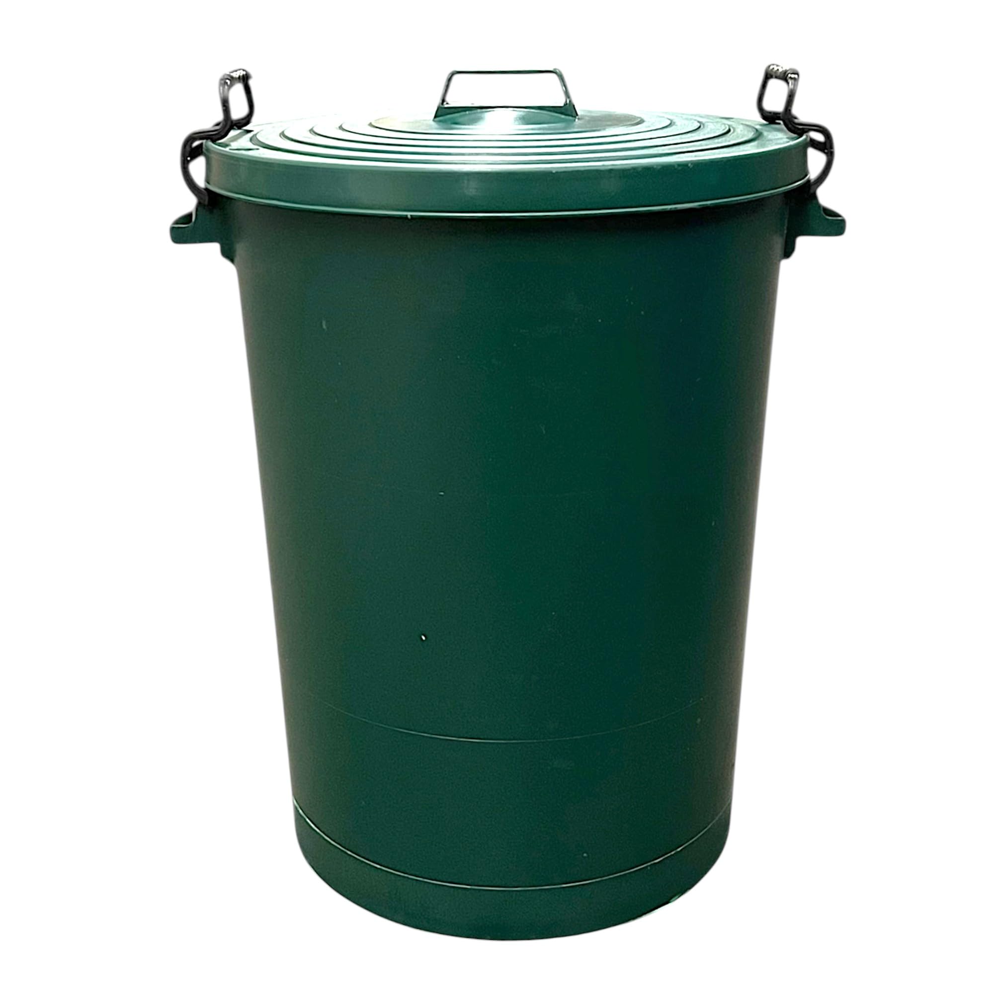 Chabrias Ltd Heavy Duty 110 Litre Green UK Made Plastic Bin Dustbin, Indoor or Outdoor with Locking Clip Lid for Home Garden Rubbish Waste Animal Feed โ image 1