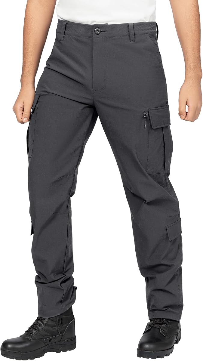 Men's Tactical Cargo Pants with Adjustable Cuffs | Waterproof, 4-Way Stretch with 7 Pocket, Lightweight, Quick-Dry for Hiking, Work, Camping