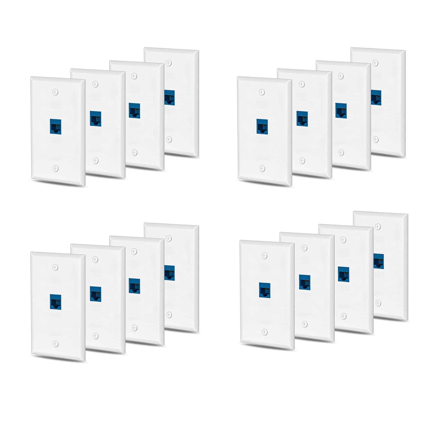 24X Cat6 Prise Murale Ethernet 1 Port RJ45 RéSeau à Coupleur Mural Plaque Jack Blanc et Bleu