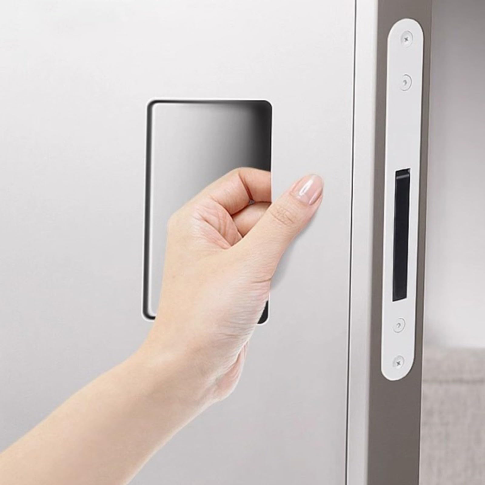 Cerradura de puerta invisible silenciosa para habitaciones interiores, cerradura plana con mango antibloqueo, diseño oculto, aleación de zinc, solución de hardware de seguridad (negro)