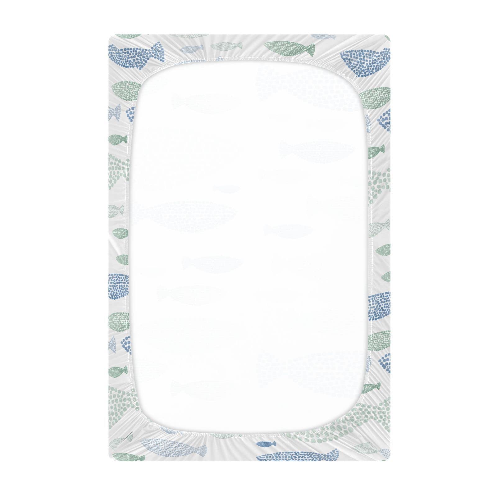 Fish Fitted Crib Sheet for Boys Girls Baby Crib Sheet Crib Mattress Sheet Baby Mattress Sheets for Pack N Play Mattress Pad,52 X 28 in