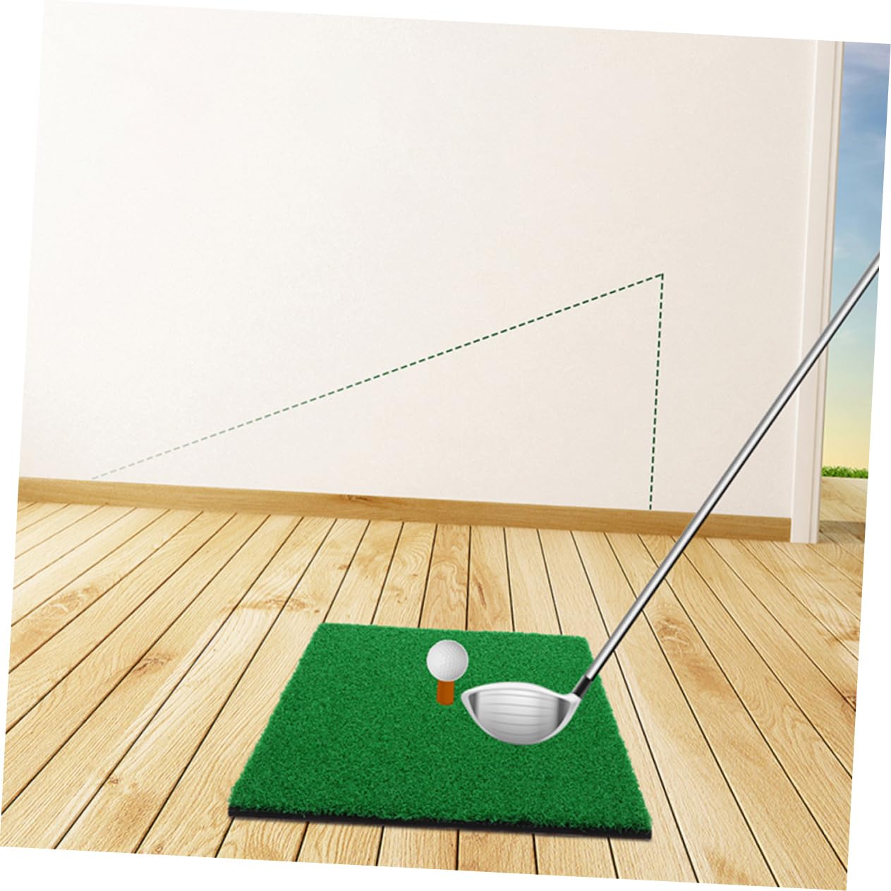 BESPORTBLE Golf Turf Mat Simulation Grass Pad for Indoor Golf Practice 30x30CM Golfing Hitting Mat Dark Green for Swing Training and Skill Development