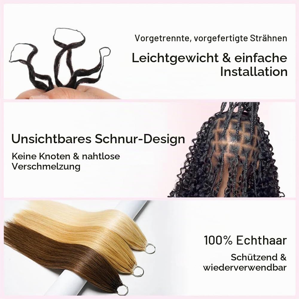 QVR Pro Pre Separated Water Wave Feather Crochet Human Hair Bulk Pre Looped and Lightweight Knotless Invisiable Knot With String Natural Black 45 cm 56 Gram/Pack