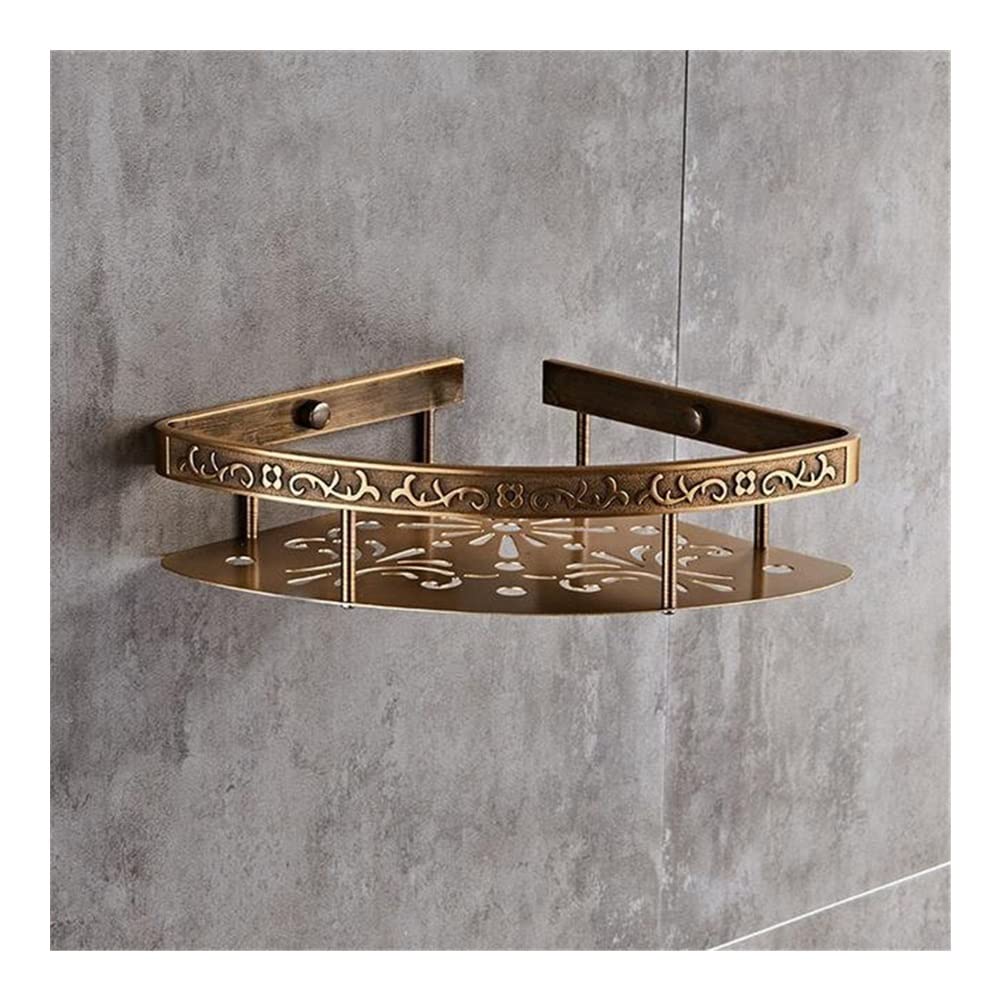 Estantes de baño exquisitos Caddy de ducha Estante de esquina de baño de doble capa de aluminio antiguo, Soporte de baño, Cesta de sala de ducha, Estante de baño Almacenamiento de estante de baño (Col