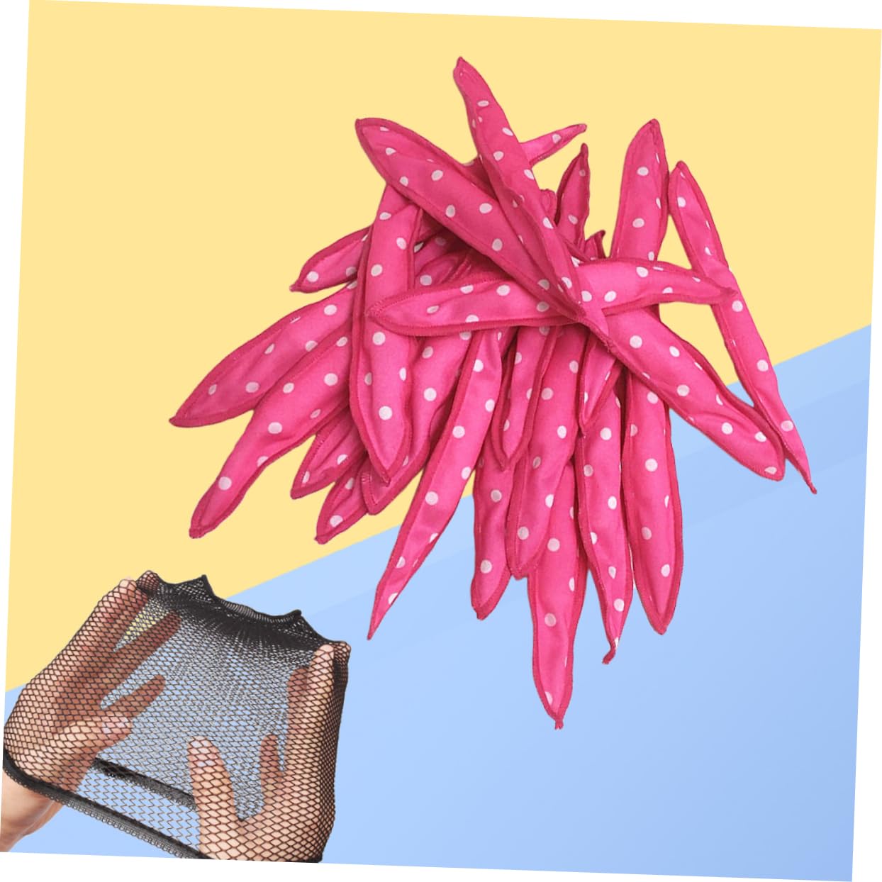 FRCOLOR 60pezzi Rullini Per Spugna Per Stile Ondulato Strumento Con Rete Per Per Donne e Ragazze Rosa
