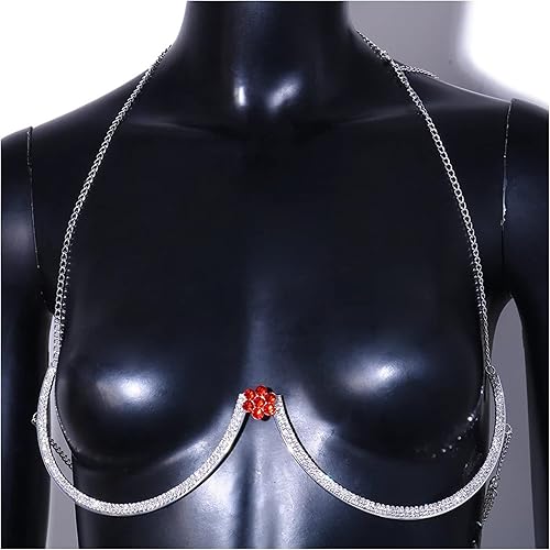 Miniatura 3 de Soporte de pecho con diamantes de imitación, cadena de brasier, joyería para el cuerpo, bikini, cristal en forma de flor, soporte de pecho sexy,