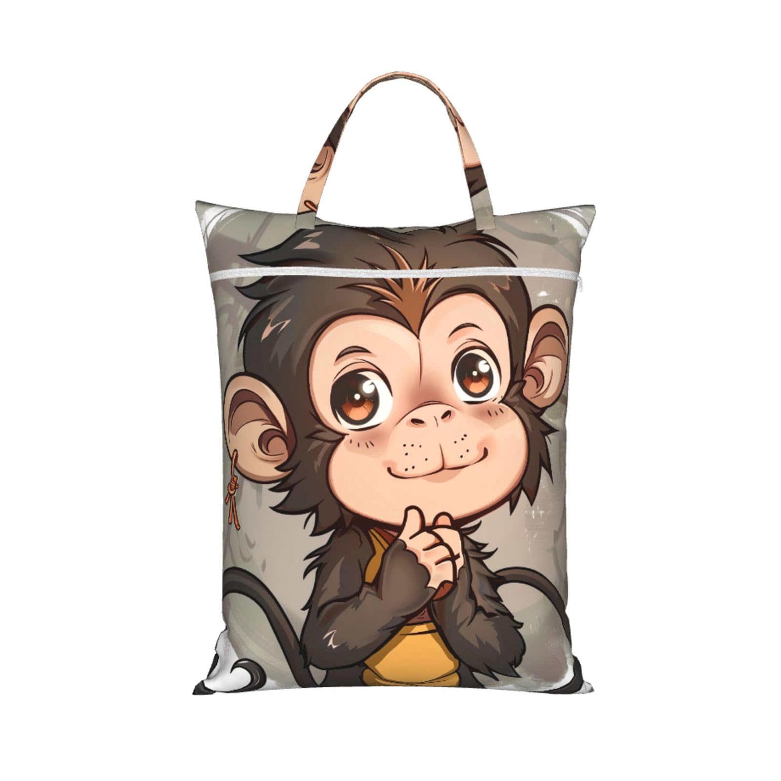 Large Travel Laundry Bags,Monkey art Print with Handle Foldable Laundry Bag for Holidays Gym Swimming and Family Trips, 1Pcs