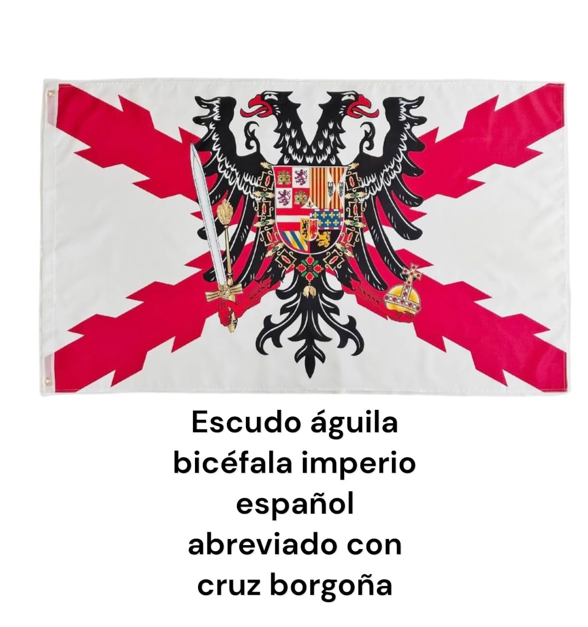 Pandiui23 Flag of BORGOÑA Cross with Bicephalous Eagle -Eagle Bicefala Cross of San Andres150X90 CM - Image 4