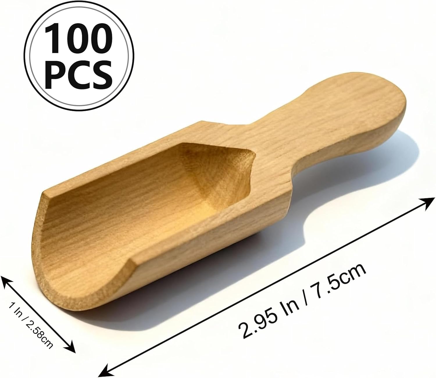 100 Pack Mini Wooden Spoons for Jars, Bath Salts, Spices, Sugar Scrubs, Cooking, Tea, Candy - Natural Wood Scoops, 2.95 Inch (100 Pack)