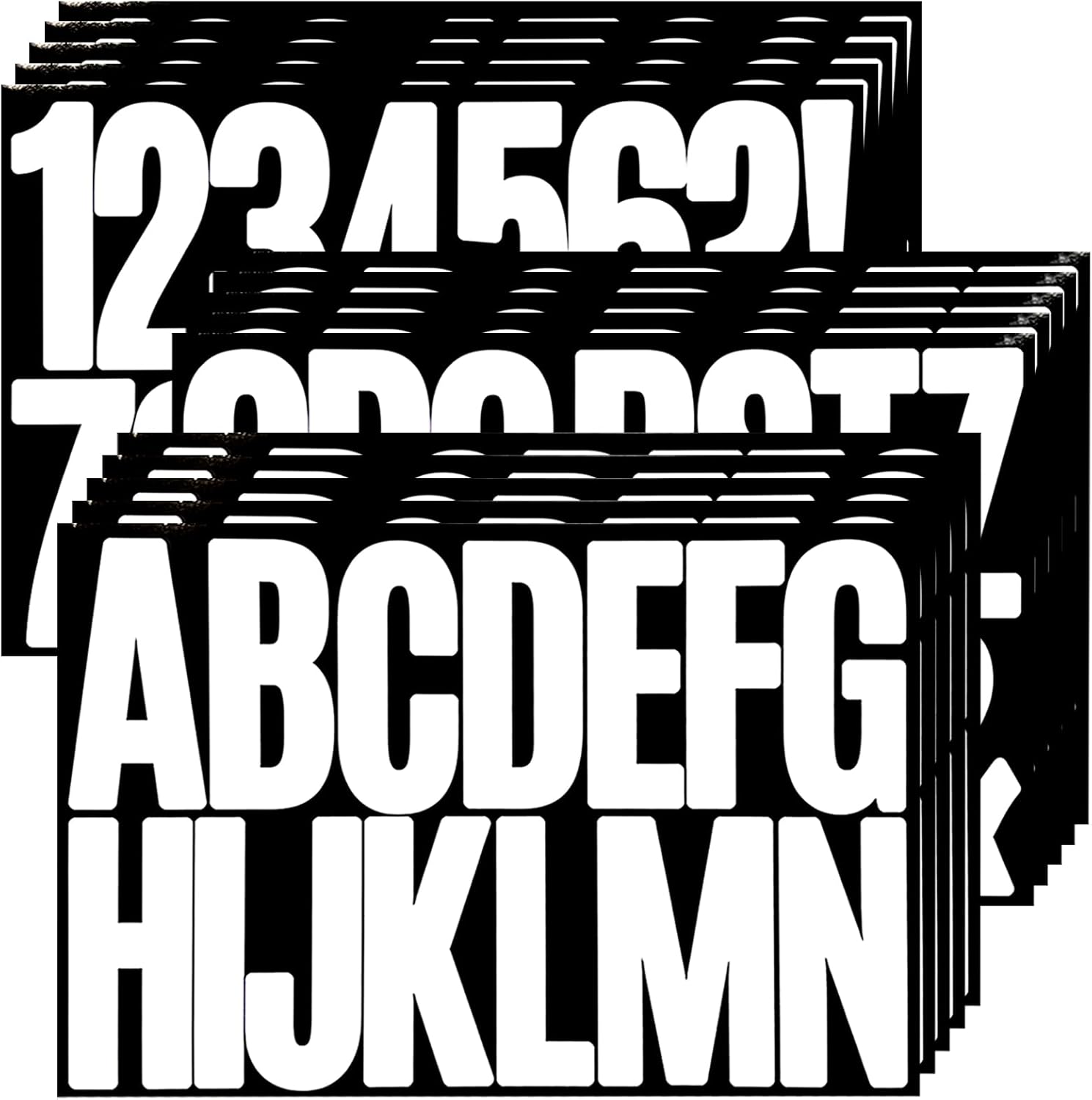 240 Large Alphabet Number Stickers, 15 Sheets 3 Inch Glossy Durable Vinyl Letters Sticker Decals for Mailbox, Doors, Storage Box, Classroom Decor, Suitable for Indoor and Outdoor - White