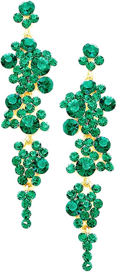 Rosemarie Collections Women's Stunning Crystal Rhinestone Statement Bubble Dangle Earrings, 3.25"