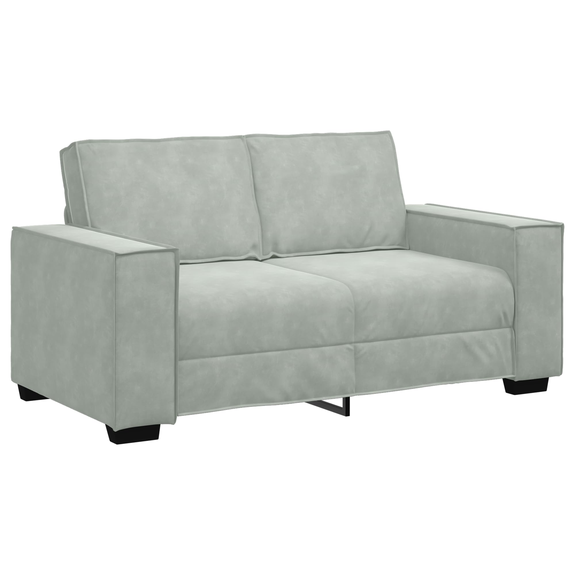 3-częściowy komplet mebli z poduszkami, jasnoszary, aksamitny – 3-osobowa sofa z miękkiego aksamitu zapewnia przytulną atmosferę, stabilna rama ze sklejki i metalu, szerokie podłokietniki