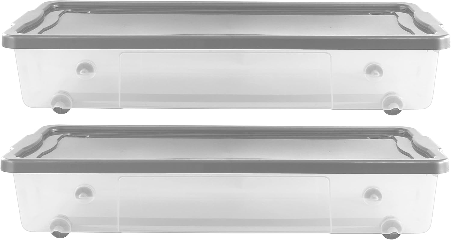 Muddy Hands Pack of 2 Large 47 Litre Clear Plastic Storage Boxes with