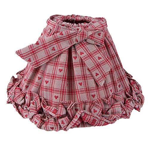 Clayre & Eef Lampenschirm Ø 25x15 cm Rot Beige Baumwolle Synthetisch Rauten Stofflampenschirm