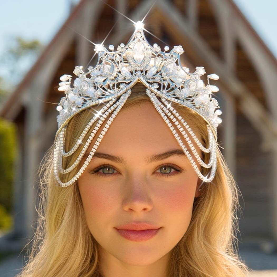 Yean Queen Crowns and Tiaras Silver Rhinestone Tiara Wedding Crystal Headband Crown for Women - Image 3