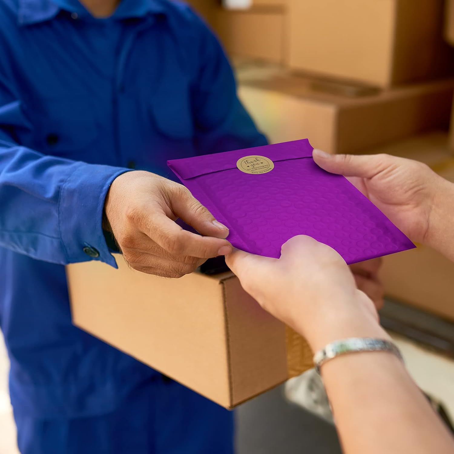 TOMVYTER 4x8 Bubble Mailers 50 pack, Small Padded Envelopes #000, Shipping Bags with Self Seal Padded Mailers for Small Business (Purple, Inside Size: 4x7")